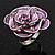 Lavender Enamel Crystal Rose Ring In Rhodium Plated Metal - view 2