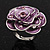 Lavender Enamel Crystal Rose Ring In Rhodium Plated Metal - view 8