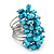 Wide Chunky Azure Blue Freshwater Pearl Ring (Silver Plated Metal) - view 2
