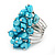 Wide Chunky Azure Blue Freshwater Pearl Ring (Silver Plated Metal) - view 5