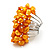 Wide Chunky Orange Freshwater Pearl Ring (Silver Plated Metal) - view 2