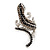 Exotic Swarovski Crystal Lizard Ring In Rhodium Plated Metal - view 3