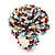 Large Multicoloured Glass Bead Flower Stretch Ring (White, Light Blue & Red) - view 3