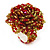 Large Multicoloured Glass Bead Flower Stretch Ring (Red & Olive) - view 4