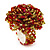 Large Multicoloured Glass Bead Flower Stretch Ring (Red & Olive) - view 3