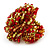 Large Multicoloured Glass Bead Flower Stretch Ring (Red & Olive) - view 5
