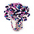 Large Multicoloured Glass Bead Flower Stretch Ring (White, Blue & Pink)