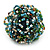 Multicoloured Glass Bead Flower Stretch Ring (Light Blue, Green & White) - view 2