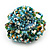 Multicoloured Glass Bead Flower Stretch Ring (Light Blue, Green & White) - view 5