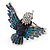 Bold Crystal Bird Ring In Rhodium Plated Metal (Blue) - view 9