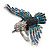 Bold Crystal Bird Ring In Rhodium Plated Metal (Blue) - view 7