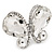 Large Clear Crystal 'Butterfly' Ring In Rhodium Plated Metal - Adjustable (Size 7/9)