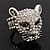 Clear Swarovski Crystal 'Leopard' Stretch Ring In Silver Plating - 7/9 Size