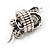 Stunning Clear Crystal Snake Stretch Ring In Burn Silver Metal (6cm Length) - 7/9 Size - view 5