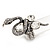 Stunning Clear Crystal Snake Stretch Ring In Burn Silver Metal (6cm Length) - 7/9 Size - view 2