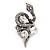 Stunning Clear Crystal Snake Stretch Ring In Burn Silver Metal (6cm Length) - 7/9 Size - view 6