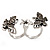 Crystal Butterfly Double Finger Ring In Burn Silver Metal - Flex (Size 7/8) - view 3
