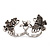Crystal Butterfly Double Finger Ring In Burn Silver Metal - Flex (Size 7/8) - view 9