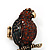 Exotic Green/ Amber Coloured Crystal 'Parrot' Flex Ring In Burnt Gold Plating - 7.5cm Length (Size 7/8) - view 4