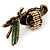Exotic Green/ Amber Coloured Crystal 'Parrot' Flex Ring In Burnt Gold Plating - 7.5cm Length (Size 7/8) - view 6