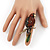 Exotic Green/ Amber Coloured Crystal 'Parrot' Flex Ring In Burnt Gold Plating - 7.5cm Length (Size 7/8) - view 2