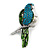 Exotic Green/ Turquoise Coloured Crystal 'Parrot' Flex Ring In Burnt Silver Plating - 7.5cm Length (Size 7/8)