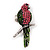 Exotic Pink/Green Crystal 'Parrot' Flex Ring In Burnt Silver Plating - 7.5cm Length (Size 7/8) - view 10