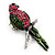 Exotic Pink/Green Crystal 'Parrot' Flex Ring In Burnt Silver Plating - 7.5cm Length (Size 7/8) - view 9