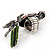 Exotic Pink/Green Crystal 'Parrot' Flex Ring In Burnt Silver Plating - 7.5cm Length (Size 7/8) - view 6