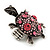 Pink Crystal 'Turtle' Flex Ring In Burn Silver Metal - 5.5cm Length - (Size 7/9) - view 4