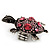 Pink Crystal 'Turtle' Flex Ring In Burn Silver Metal - 5.5cm Length - (Size 7/9) - view 8