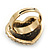 Delicate Clear Crystal 'Heart' Ring In Burn Gold Metal - Adjustable (Size 7/8) - view 5