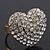 Delicate Clear Crystal 'Heart' Ring In Burn Gold Metal - Adjustable (Size 7/8) - view 2