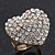 Delicate Clear Crystal 'Heart' Ring In Burn Gold Metal - Adjustable (Size 7/8) - view 6