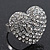 Delicate Clear Crystal 'Heart' Ring In Silver Plating - Adjustable (Size 7/8) - view 4