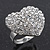Delicate Clear Crystal 'Heart' Ring In Silver Plating - Adjustable (Size 7/8)