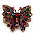 Madame Butterfly Statement Stretch Burn Gold Ring (Multicoloured) - Adjustable size 7/8