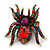 Oversized Multicoloured Swarovski Crystal Spider Stretch Cocktail Ring In Antique Gold Plating