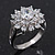 Rhodium Plated Floral CZ Crystal 'Maat' Solitaire Ring - 15mm Diameter