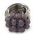 Wide Rhodium Plated Wire Pastel Violet Glass Bead Band Ring - view 2