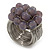 Wide Rhodium Plated Wire Pastel Violet Glass Bead Band Ring - view 7