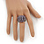 Wide Rhodium Plated Wire Pastel Violet Glass Bead Band Ring - view 5
