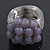 Wide Rhodium Plated Wire Pastel Violet Glass Bead Band Ring - view 9