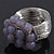 Wide Rhodium Plated Wire Pastel Violet Glass Bead Band Ring - view 10