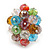 Multicoloured Glass Cluster Ring In Silver Plating - Adjustable (Size 8/9) - view 5