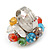 Multicoloured Glass Cluster Ring In Silver Plating - Adjustable (Size 8/9) - view 7