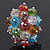 Multicoloured Glass Cluster Ring In Silver Plating - Adjustable (Size 8/9) - view 3