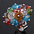 Multicoloured Glass Cluster Ring In Silver Plating - Adjustable (Size 8/9) - view 2
