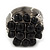 Wide Rhodium Plated Wire Black Glass Bead Band Ring - view 4