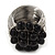 Wide Rhodium Plated Wire Black Glass Bead Band Ring - view 7